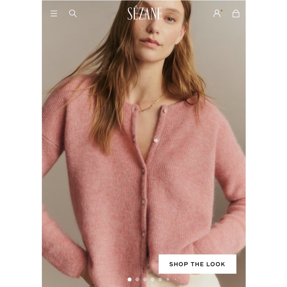 Sezane Gaspard Cardigan Rosewood Pink Reversible Knit Sweater 3X
